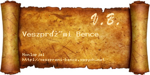 Veszprémi Bence névjegykártya